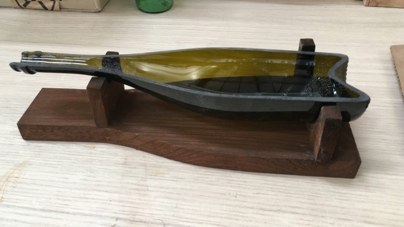 Piatto artigianale legno e vetro