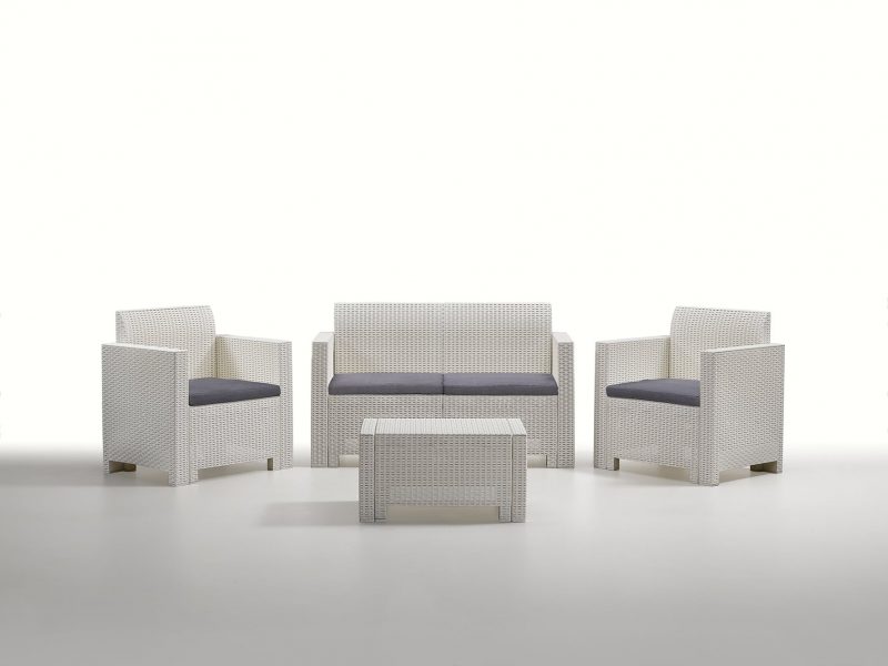 Set Salotto da Giardino Nebraska - Divano 2 posti - 2 poltrone - Tavolino - Cuscini - immagine 3