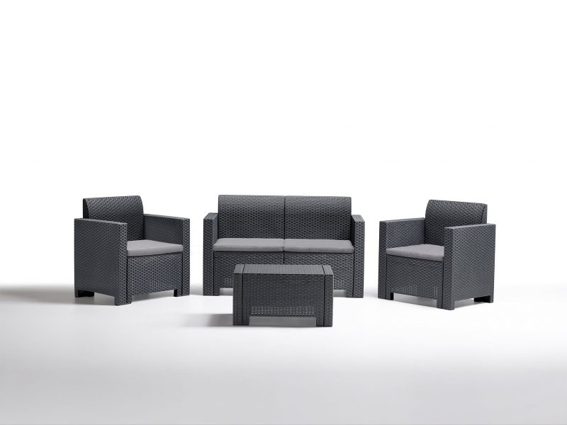 Set Salotto da Giardino Nebraska - Divano 2 posti - 2 poltrone - Tavolino - Cuscini - immagine 2