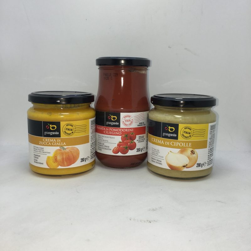 Tris Grangusto Crema Zucca - Crema Cipolla - Passata Pomodorino Ciliegino
