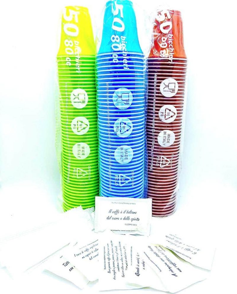 Kit Accessori Caffè 300 bicchierini,300 palettine, 300 bustine di zucchero